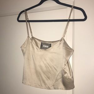 REFORMATION silk champagne crop tank